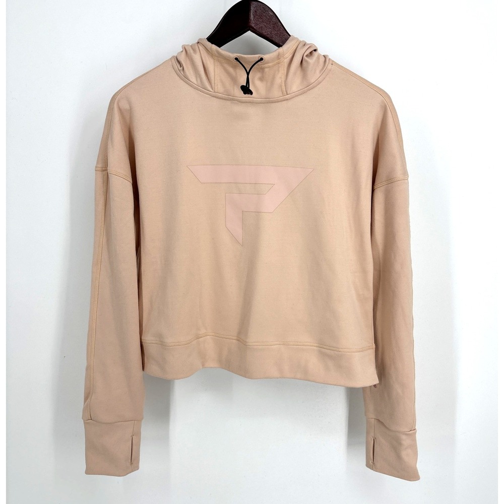 Paddletek Pickleball Fleece Cropped Hooded Sweatshirt Peach Pink Women's Small